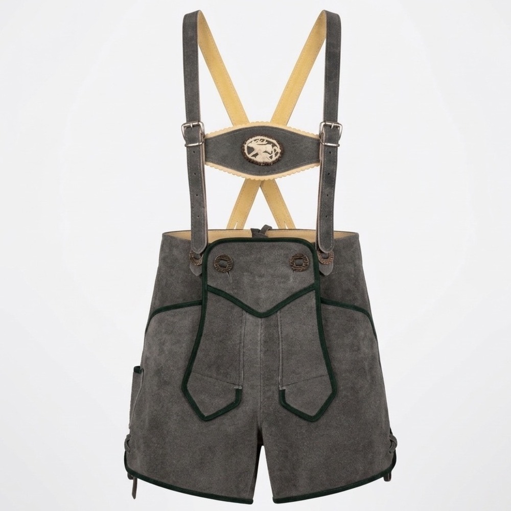 Vintage Kids Lederhosen Grey Suede Size 4T 104 German Oktoberfest Costume SEPP